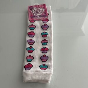 Princess NWT Cupcake Design Leg Warmers - White, Pink, Teal